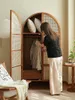 Cintres nordique Vintage en bois massif, garde-robe en tissage de vigne, deux portes, chambre principale, rangement domestique, petite unité