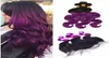 Peruano Virgem Roxo Ombre Cabelo Humano Com Fechamento Frontal 4 Pçs / Lote 13x4 Onda Corporal 1B Roxo Dois Tons Ombre Lace Frontal Com Bu7449380