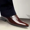 Мужская кожаная обувь Классическая офисная обувь для мужчин с узором Мужские модельные туфли Дышащая брендовая повседневная обувь 240102
