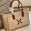 Grande capacidade sacola feminina bolsa com carteira sacos de compras moda lona carta padrão alça de couro alta qualidade designer bolsas