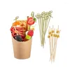 Gobelets jetables pailles papier kraft avec pics à cocktail en bambou ensemble conteneurs de collations charcuterie cuisson à emporter fournitures de desserts de fête