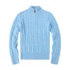 2024 novo suéter masculino casual de alta qualidade com meio zíper de algodão