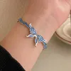 Bracelets de charme Vintage bleu grand papillon émail bracelet femme fille gland mode chaîne dame fête
