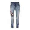 Designer Brand Men's Jeans Women's Pants Purjeans Summer Holes Högkvalitativ broderi Självodling och små fötter Fashion28-40