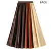 Kjolar Neophil 2022 Autumn Pleated Midi kjolar Kvinnor Elegant Fashion Jupe Femme Elastic High midja kontrast Färg Koreansk kjol S220701