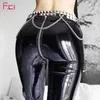 Leggings Freicici Femmes Sexy Brillant PU Leggings en cuir avec fermeture à glissière arrière Push Up Faux Pantalon en cuir Pantalon en caoutchouc Latex Jeggings Noir Rouge1