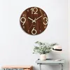 Wall Clocks Night Light Clock Modern 12 Inch Wooden With Glow-in-the-dark Numbers Silent Home Decoration Mute For Room