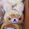 Kawaii lapin de Pâques Rilakkuma oreiller en peluche Anime forme de tête d'ours mignon oreillers ronds décor maison canapé chambre décoration enfants jouets 240103