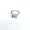 Wholesale Custom 15mm Square Ring Solid Silver 3D Engraved Signet Ring Personalize Engraved Letters Rings Fashion Men Jewelry 240102