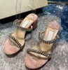 2024 Perfect Summer Bing Sandales Noir Blanc Nude Daim Cuir Strass Strapy Talons Hauts Femmes Sexy Sandalias Mujer Lady Confort Chaussures De Marche