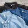 Mäns avslappnade skjortor 100% bomull Men denim långärmad skjorta fyra säsonger Nytt affärsmode retro casual skjorta jacka manliga kläder