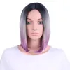 الباروكات الأمريكية الأفريقية الأمريكية بوب الباروكات طول الكتف القصير OMBRE BOB BOB Three نغمة شعر مستعار مستقيم الاصطناعية للنساء السود