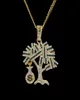 Hip hop Gold Silver USA Money Tree Pendant Bling Rhinestone Crystal Necklace Chain for Men9443684