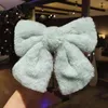 Saç Aksesuarları Kış 13cm uzunluğunda düz renkli peluş pamuklu kumaş büyük yay klipleri kız çocuklar için sevimli kawaii peri prenses saç tokası moda