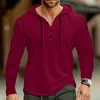 Men's Hoodies Streetwear Mens Casual Solid Color Long Sleeve Hooded Sweatshirt For Men Spring Fashion Buttoned V Neck Slim Fit Hoodie