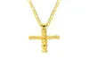 14K Solid Gold Gf 3mm Italian Figaro Link Naszyjnik 24 "Jezus Crucifix Wiselant Womens4695178