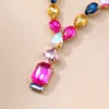 Mode strass geometrische oorbellen ketting dames eenvoudige en overdreven sieradenset banket sieraden accessoires