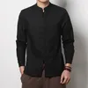 남성 재킷 스프링 2024 셔츠 오리지널 중국 린넨 칼라 셔츠 바람 면화 긴 슬리브 빈티지 의상