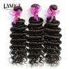 Wefts Peruvian Deep Wave Curly Virgin Hair Weave Bundles 3Pcs Lot Unprocessed Peruvian Deep Wavy Curly Remy Human Hair Extensions Natura