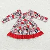 Robes de fille en gros infantile enfant en bas âge manches longues robe de noël bébé filles arbre bonbons enfants une pièce enfants Patchwork vêtements