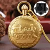 Pocket Watches Gold Copper Steam Train Design Automatic Mechanical Men's Watch Gift Box Antique Steampunk Fpb Chain Pendant Timepiece