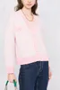 PATAD French S Family Cappotto corto Abito da donna Ragazza Cardigan lavorato a maglia scozzese con perline rosa 0509 240102