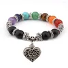 Charm Bracelets TENDYCOCO Chakra Heart Natural Agate Stones For Yoga Sports Jewelry Birthday Gift