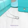 Tifannissm necklace chain heart necklaces jewelry pendants Home Sterling Silver S925 Geometric Edge Pendant Simple and Versatile Have Original Box