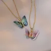 Pendant Necklaces Necklace Female Micro Inlaid Zircon Gradual Colorful Butterfly Fashion Simple Personality Titanium Steel Jewelry