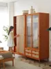 Hängare japansk stil solid trä rotting vävd garderob två dörr sovrum lagring minimalistisk liten enhet