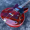 Grote Red Flame Maple Jazz Electric Guitar, F Holes Semi Hollow Archtop Guitar