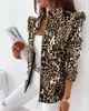Giacca blazer colorata per donna Abito stampato con cerniera a maniche lunghe stampato leopardato con volant Abbigliamento taglie forti per blazer da donna 240103