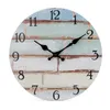 Horloges murales Numéro d'horloge en bois Rustique Vintage Bois Silencieux Non Ticking Batterie Analogique Alram pour chambre