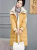 Trench da donna 2024 Moda Cappotto lungo invernale da donna di alta qualità Parka Giacca imbottita in cotone Patchwork Capispalla femminile Addensare Cappuccio allentato