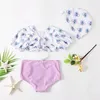 set Baby Girl Princess Puff Sleeve Swim Suit Infant Toddler Child Bikini Swimwear With Cap Bathing Suit Kid Swimming Clothing 110Y