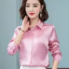 Stinlicher Satin soie chemise femmes printemps automne à manches longues élégant vêtements de travail hauts mode coréenne blanc bleu noir Blouse 240102