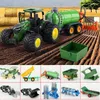 124 Farm Tractor Model Childrens Toy Car Engineering Vehicle Agricultural Trailer Transport Truck Assembly Kit Boys Gifts 240103