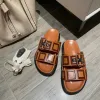 Domande classiche sandali designer di lusso marrone doppia fusa cuccioli cuciture maschi in gomma tallone piatto scivolato