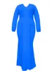 Robes Wmstar grande taille robes pour femmes à manches longues Stretch Sexy col en V drapé élégant Maxi robe automne vêtements en gros livraison directe