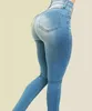 Calça jeans feminina de cor pura, cintura alta, jogo de rua, cultivar a moralidade, modelar figura com 240115