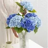 Blue Artificial Hydrangea Flowers Real Touch Green Artificial Hydrangea Branches Decoration Wedding Bouquet Flower Arrangement