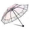 Umbrellas Wave Edge Vintage Clear Umbrella PVC Three-fold Arch Butterfly Rose