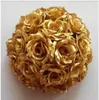 Têtes de fleurs artificielles en soie, Roses dorées, 10cm, vente en gros, lots pour embrasser, boule de fleurs, Pomander, Arrangement de mariage, BJ