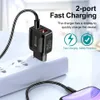 Podwójna ładowarka ścienna USB LED Digital Dift 5V/2.4A Szybkie ładowanie adapter dla Samsung S24 iPhone 15 Huawei UE UK Plug Charger