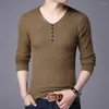 Men's Sweaters Slim Fit V Neck Sweater Knitted Top Long Sleeve Pull Over Solid Color Comfortable And Fashionable Navy Blue