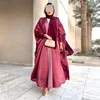 Vêtements ethniques 2024 Mode arabe Dubaï Modeste Musulman Brillant Soie Satin Bat Sleeve Robe Moyen-Orient Abaya Jalabiya Caftan Cardigan