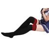 Women Socks Japanese Style Interest College Cotton Thick Black And White Striped Long Thigh High Kawaii Stockings