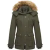 WALLDO Women's Quilted Winter Coat Warm Down Jacka Parka med löstagbar huva vadderad och förtjockad stor storlek Mediumlängd Cottono2e4 376xv