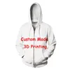 Jumeast Marka Erkek Kadınlar 3D Baskılı Fermuar Hoodies Kendi Müşteri Tasarım Anime/PO/Yıldız/DIY İstediğiniz 240103