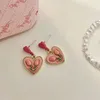 Boucles d'oreilles mode mignon rose tulipe goujons coeur goutte boucle d'oreille femmes dame anniversaire cadeaux de noël